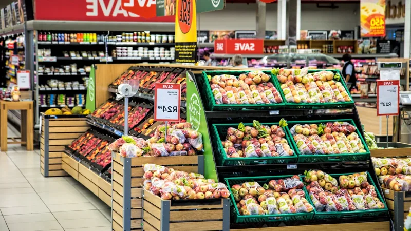 Market reyonunda deniz ürünleri